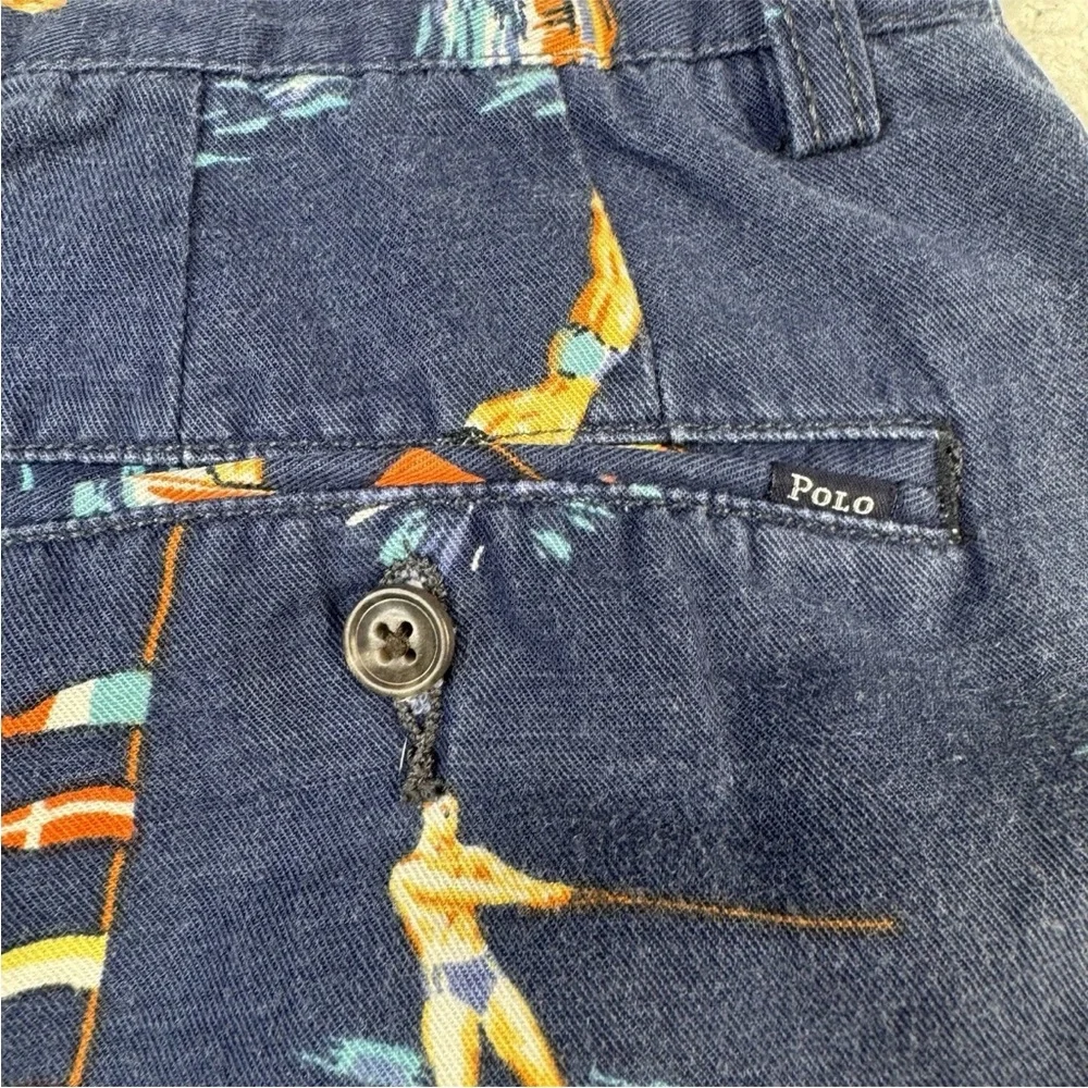 Polo Ralph Lauren Linen Blend Nautical‎ Shorts Blue Boats Size 29 Sailing